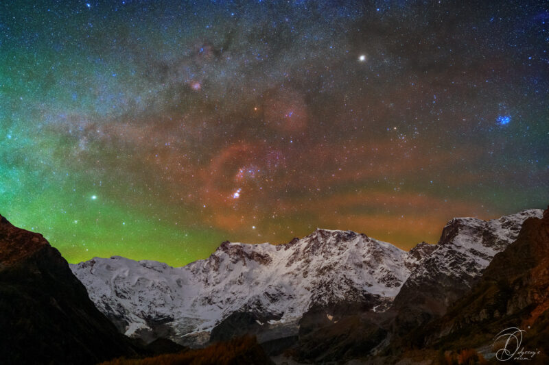 Orion Massif du Mont Rose Astrophotography Nightscape Alpes Odyssey's Dream Aude Nowak