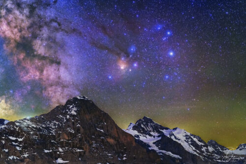 Astrophotographie Paysages nocturnes nightscape mountains Alps Alpes Montagne Eiger Jungfrau 4000 des Alpes sous les étoiles