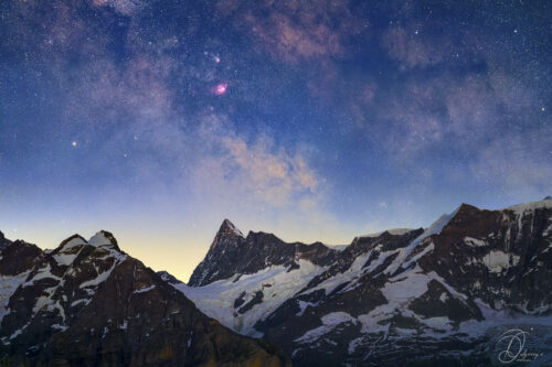 Astrophotographie Paysages nocturnes nightscape mountains Alps Alpes Montagne Alpes Bernoises 4000 des Alpes sous les étoiles