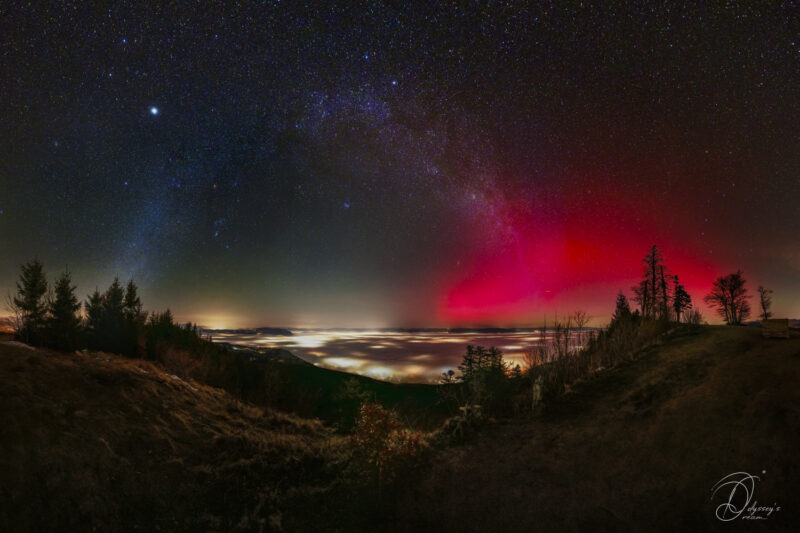 Astrophotography Nightscape Aude Nowak Odyssey's Dream Alpes Montagnes Photographie de paysages nocturnes Sélection APOD Aurores Boréales au dessus de Genève